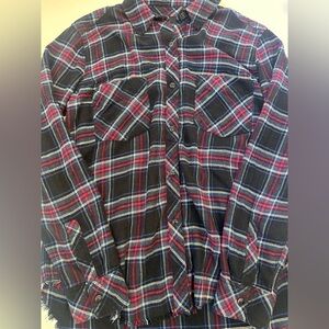Rails Shirt Womens XS  Leo Plaid Fray Hem Snap Front